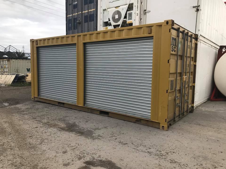 Yellow 20ft Container – Dual Side Roll-Up Doors