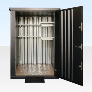 Flat Pack Metal Garden Store – 2.28m x 1.55m, Galvanized Steel with Double Locking System and Retractable Ramp