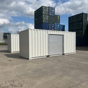 20ft One Trip Shipping Container with Roller Shutter Door – RAL 7035 Light Grey